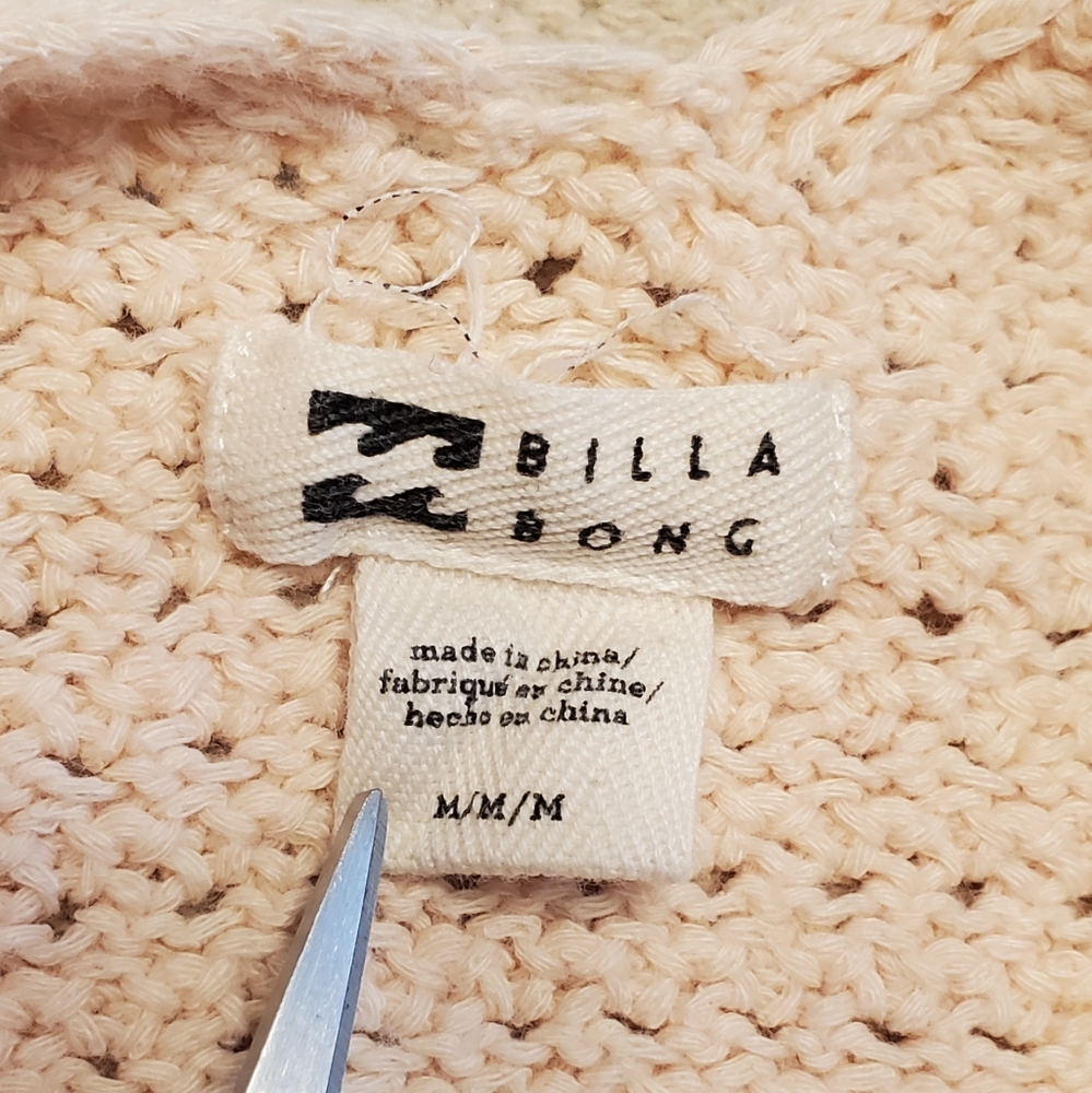 Billabong Cade Crochet Sweater Tank Top in Light Peach Sz M - Picture 4 of 8